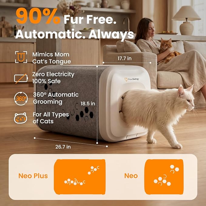 Cat Self Groomer Plus for Hairball Control and Shedding Relief 360° Skin Friendly Brush Pet Hair Remover Gentle Self Cleaning Automatic Fur Collection Grooming House for Middle Large Cats