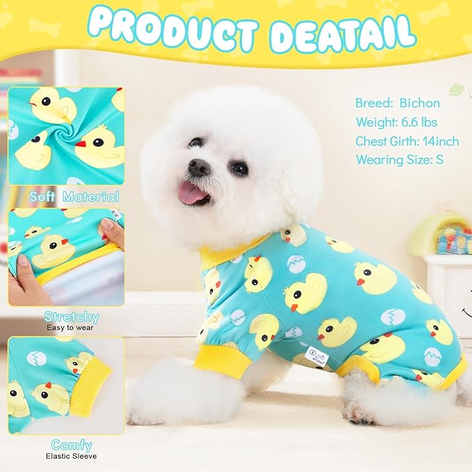 XPUDAC Dog Pajamas Soft Stretchy Duck Dog Clothes for Small Medium Dogs Pet Jumpsuit Cat Apparel-XL
