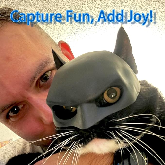Cat Superhero Mask Costume, Large Size 5.1x3.5x2.3 inches, Black Silicone, Halloween Cosplay Accessory