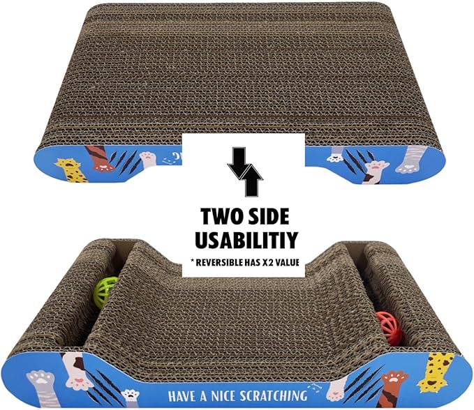 Cat Scratcher Cardboard | Reversible Corrugated Scratch Pad | Eco-Friendly | Durable | for Indoor Cats | Includes Catnip