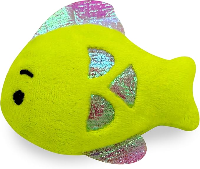 Pounce & Purr® Plush Cat Toys, Catnip & Silvervine Infused, Shiny Iridescent Accents, Interactive Play Toys for Cats & Kittens (Fish)