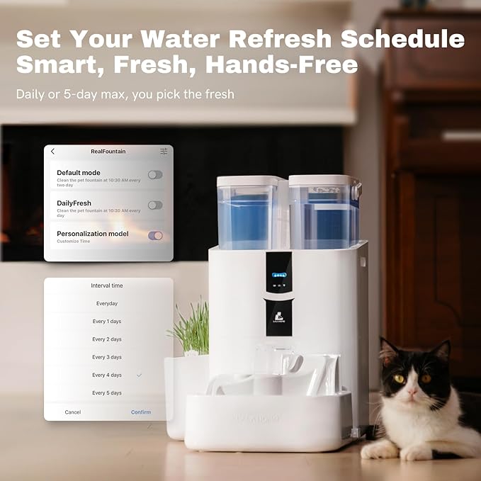 Automatic Cat Water Fountain 10L/338 oz Self Filling, Pet Drinking Fountains Dogs, Smart Bowl 5G WiFi Filtered Water Dispenser Easy Cleaning Oxygen-Rich, Wastewater Separate, No Slime, Quiet