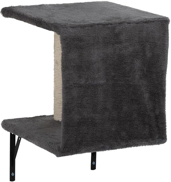 Cat Hammock Wooden Wall-Mounted Shelves Cat Climber Set of 5, Floating Cat Perches, Hanging Cat Beds for Sleeping, Playing, Climbing- Modern Cat Bed & Furniture for Large Cats Or Kitty, Grey