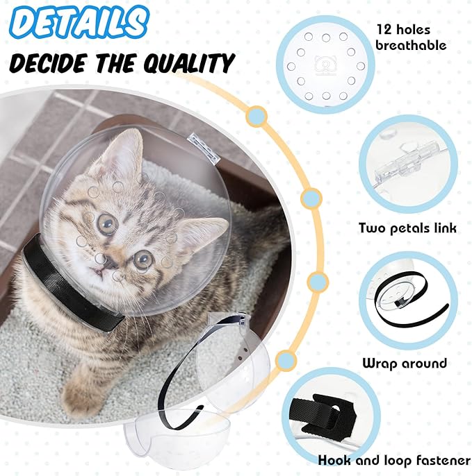 8 Pcs Cat Muzzle Set with Adjustable Cat Bathing Bag Breathable Clear Muzzle Pet Grooming Brush Tick Remover Tool Nail Clipper Nail File for Dog, Bunny Cleaning Trimming(M Size,Blue)