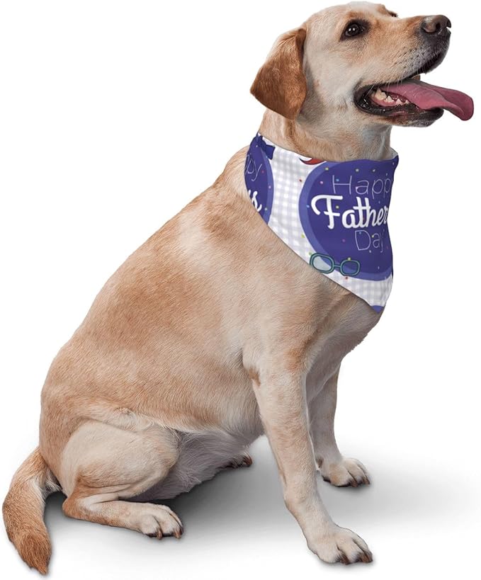 Happy Father's Day Dog Bandana Adjustable Reversible Triangle Dog Scarf Scarves Pet Bibs Costume Accessory Decor for Cats