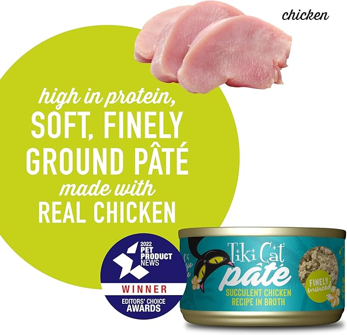 Tiki Cat Luau Pâté Wet Cat Food, Chicken, 2.8 oz. Cans (12 Count)