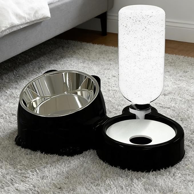 Cat Feeder and Water Dispenser, Easy Fill Design, 26 X 17.5 X 10cm, Splash Proof Food Grade Feeding Dispenser, Cat Water Dish, Multi Functional Pet Feeder, for Puppy Drinking Watering
