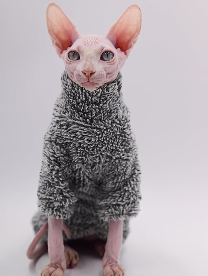 Hairless Cat Clothes Fleece Soft Warm Winter cat Clothes for Sphynx Cats, Devon Rex Cats, Konis Cats (X-Large)