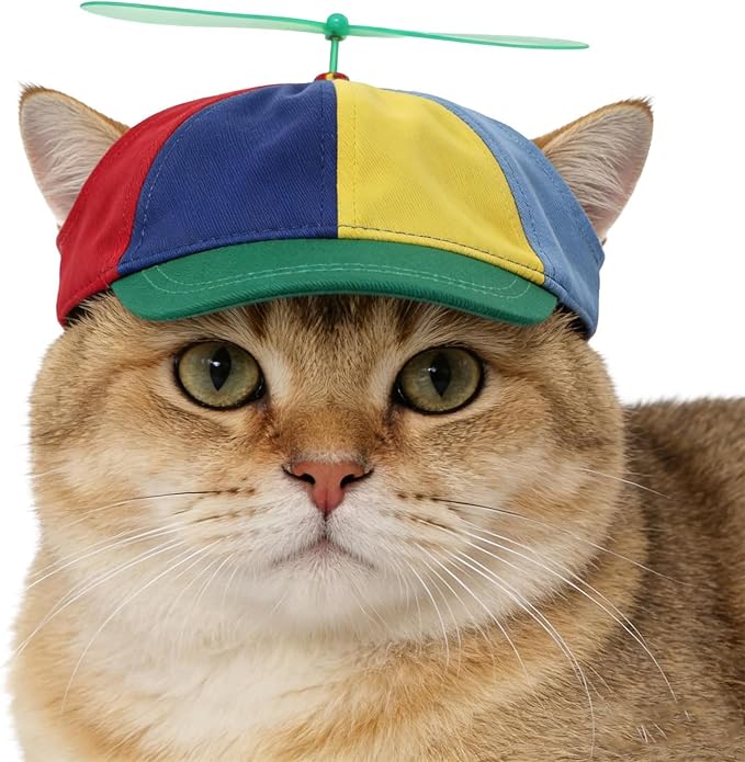 Pet Propeller Hat Cat Dog Colorful Pet Sun Protection Adjustable Baseball Cap Rainbow Pet Spinner Hat Funny Puppy Kitty Baseball Cap