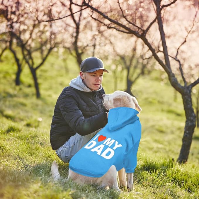 Dog Sweater Dog Hoodie Cold Weather Dog Coat Hooded Sweatshirt for Puppies,Cats, Small Medium Large Dogs (Blue(I Love My Dad), XX-Large)