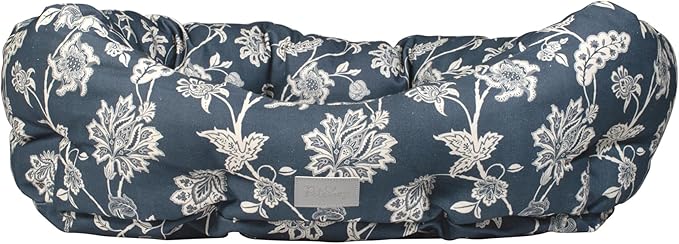 Fringe Studio INDIENNE Coastal Blue 29" W x 24" D x 9" H Medium Round Cuddler 100% Cotton Canvas Exterior, Machine Washable, PetShop Collection (215016)