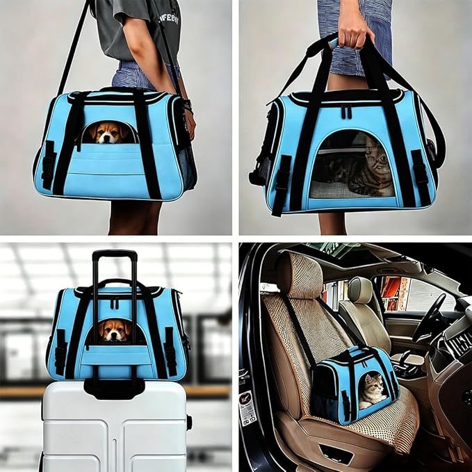 Cat Carriers, Dog Carriers, Pet Carriers – Airline-Approved Soft-Sided Bag for Cats & Small Dogs (Up to 15 lb), Foldable, Breathable Mesh, Privacy Cover, Washable & Lightweight