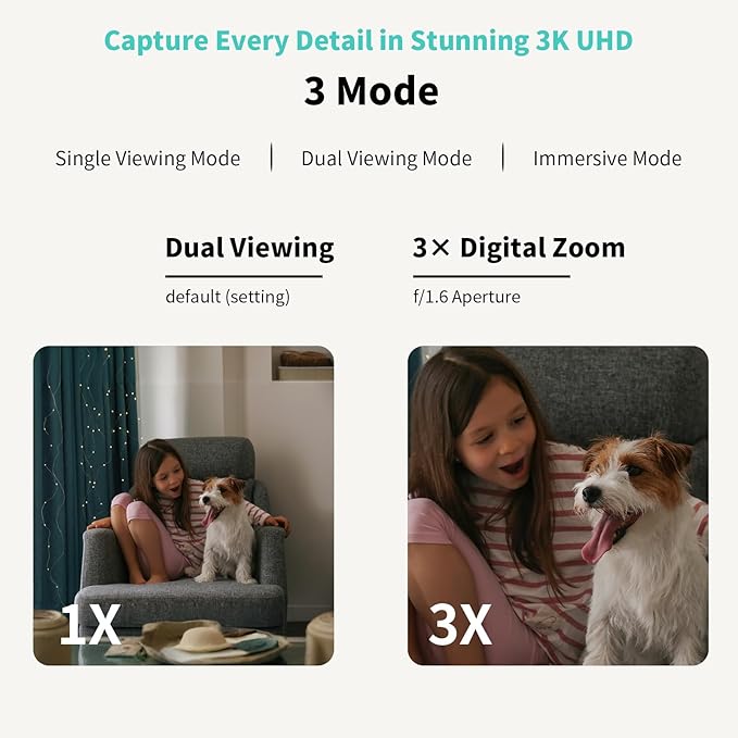 Alaga Indoor Security Camera,3K, 360° Pan/Tilt, Human/Pet/Motion AI, Night Vision, Speaker, Indoor Camera with Phone App, Compatible with Alexa & Google Assistant,5G & 2.4G WiFi,Black