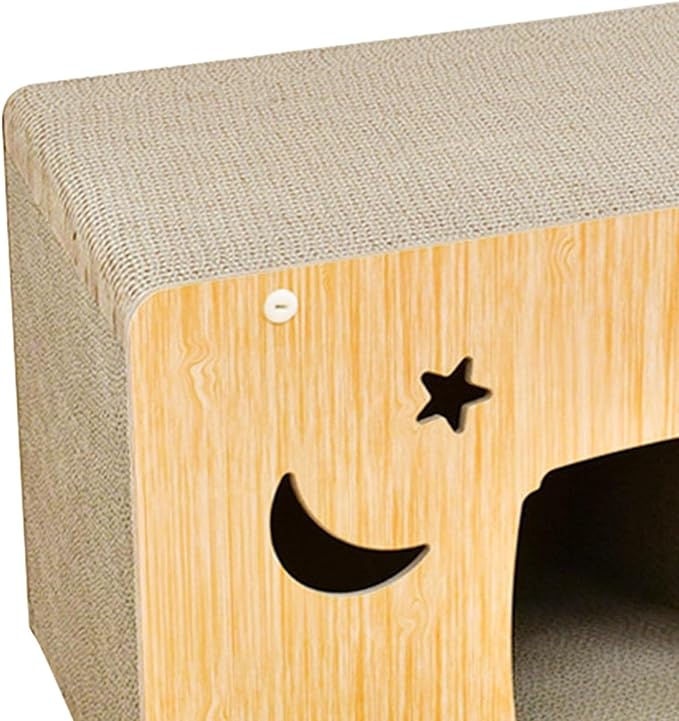 Cat Scratcher House Cat Scratching Board, Wear Resistant Corrugated Paper Grinding Claw Cat Nest Bed Hideout for Indoor Cats Kitten Play, Light Brown, M