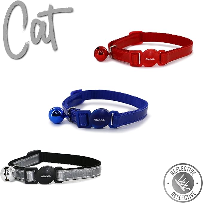 Ancol Gloss Reflective Cat Collar with Safety Buckle Blue