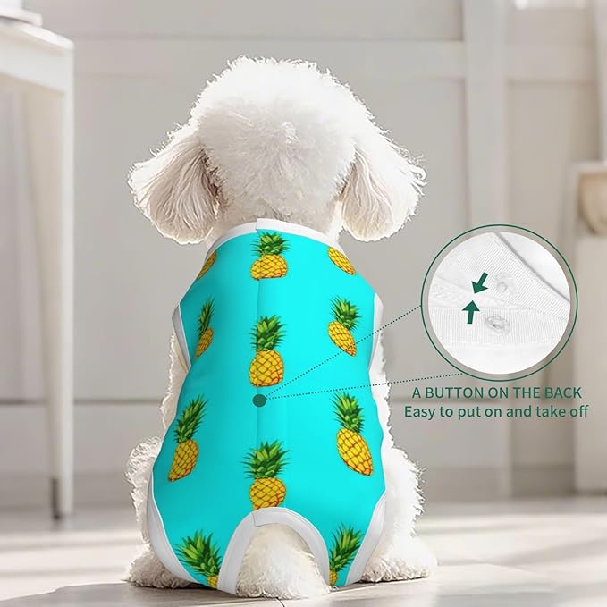 Tropical Pineapples Dog Recovery Suit After Surgery for Small and Medium Dogs