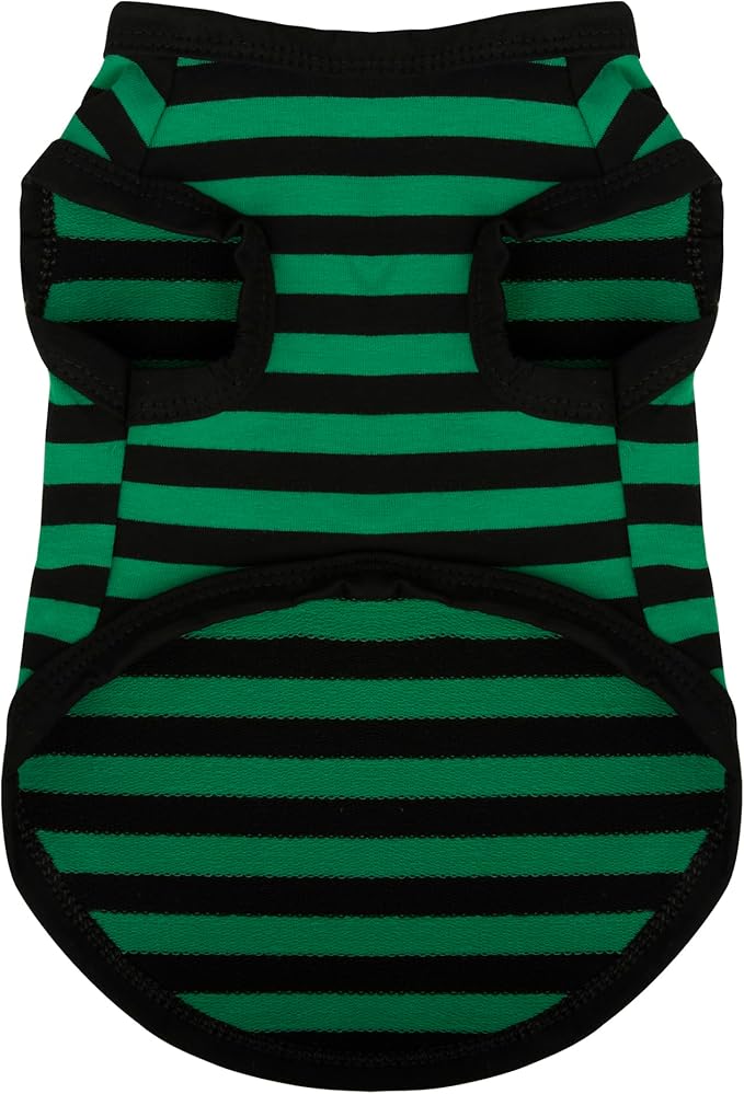 Paiaite Dog Striped Shirt Happy Color Cotton Sleeveless Puppy Shirts Breathable Pet Apparel Tank Top Colorful Puppy Sweatshirt Clothes for Small Medium Dogs Green S
