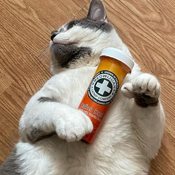 Meowijuana Good Vibes Kalico Kush | Valerian Root and Catnip Blend | Large Bottle High Potency Blend | Premium Hand Harvested North American Catnip