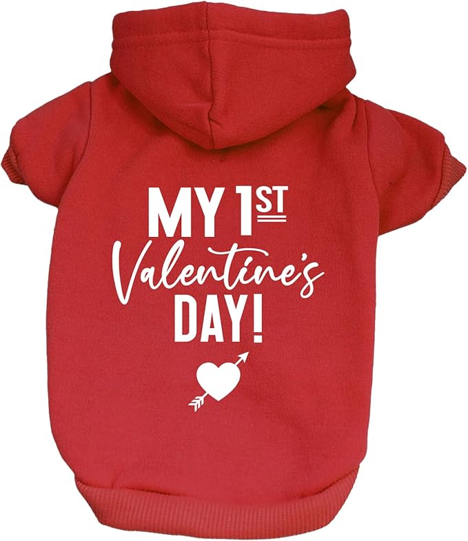 My First Valentine's Day Dog Bandana | 100% Cotton Adjustable Triangle | Made in USA | Valentine's Day | Love & Hearts |Dark Red, One Size (158)