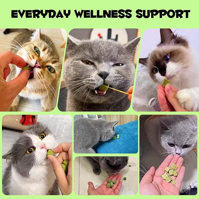Freeze-Dried Cat Grass Pellets, High Protein 60% for Hairball Control & Digestive Health, Grain-Free Cat Supplements with Chicken & Fish Oil, Crunchy Bites for Cats 3+ Months