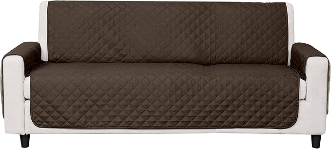 Furhaven Water-Resistant & Reversible Sofa/Couch Cover Protector for Dogs, Cats, & Children - Two-Tone Pinsonic Quilted Living Room Furniture Cover - Espresso/Clay, Sofa