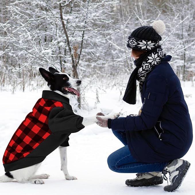 Ugly Christmas Dog Sweater – Soft & Warm Turtleneck Dog Outfit with Leash Hole, Cold-Weather Coat for Dogs & Cats, Perfect for Christmas (Red & Black, X-Large)