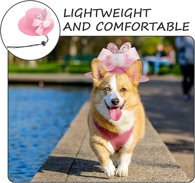 CLISPEED Easter Pet Hat, Adjustable Pink Bunny Ears Cat Dog Costume Cap, Puppy Top Hat for Easter Spring Festival Party, Pet Photography