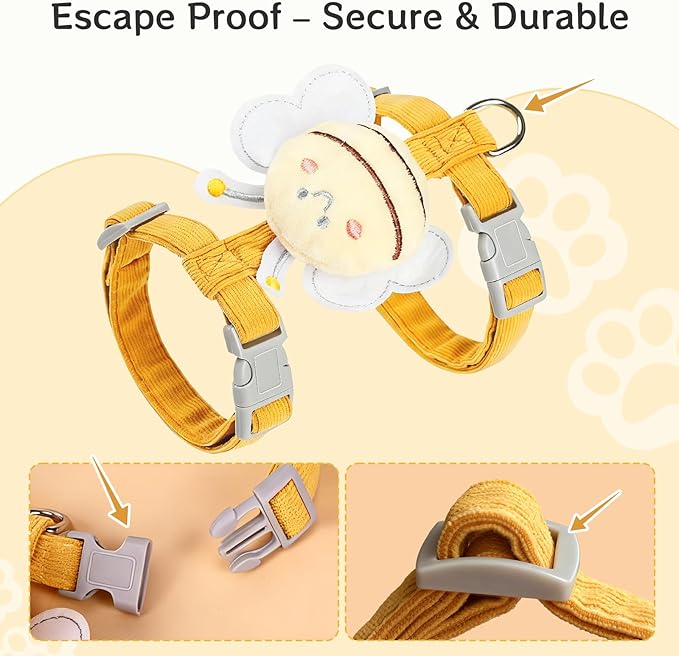 Cat Harness and Leash Set - Anti-Escape Adjustable Cat Vest, Soft Breathable Kitten Harness for Outdoor Walking and Training