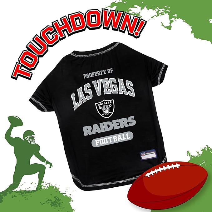 NFL Raiders Dog T-shirt Large. - Licensed Shirt for Pets Team Colored with Team Logos- Premium Stretchable Materials for the comfort of your Dog & Cat