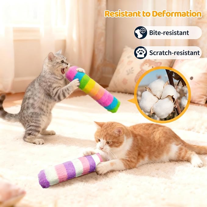Kerros Cat Toys Pillows 3 Pack, Soft Cat Kitten Toy with Catnip Inside Interactive Toys for Indoor Cats Kittens Self Play, Kick, Swatting, Biting, Hunting, Exercise