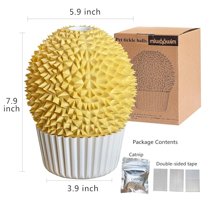 Miwoowim Catnip Feeder and Self Grooming Toys - Cat Face Scratcher, Wall Corner Massage Comb for Indoor Cats (yellow)