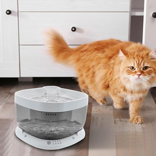 Cat Water Fountain, 1.85Gal/7L Cat Fountain Battery Operated with Filters, 5000mAh Battery, Automatic Pet Water Fountain for Cats, Dogs, Multiple Pets Easy Clean (White)