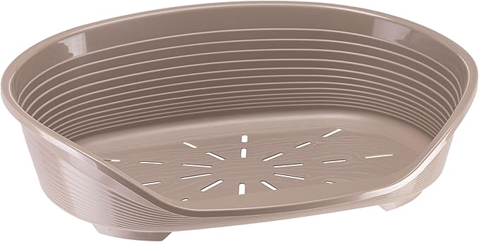 Ferplast Cat Bed, Plastic Dog Bed Medium, Ventilation Holes and Non-Slip Rubber Feet for Added Stability 82 x 59,5 x h. 25 cm. Taupe
