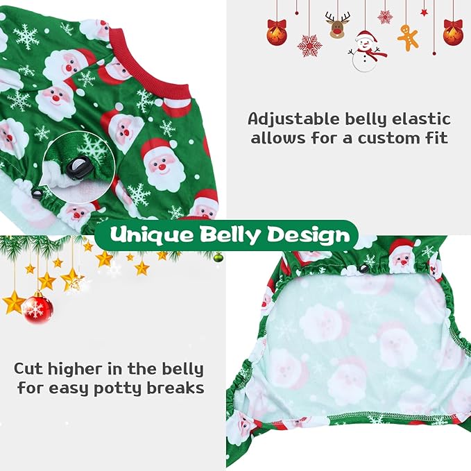CuteBone Fleece Dog Christmas Pajamas Clothes Puppy Jammies Pet Apparel Cat Onesie for Chihuahua Yorkie Frenchies P315M
