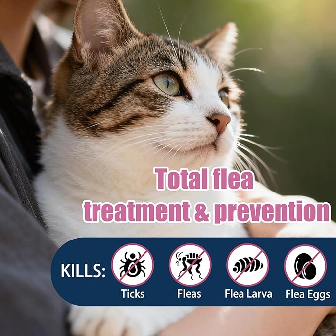 Topical Flea & Tick Drops for Cats & Kittens, Waterproof Monthly Care for Cats Over 1.5 lbs and 8 Weeks or Older, 3 Doses (3-Month Supply)