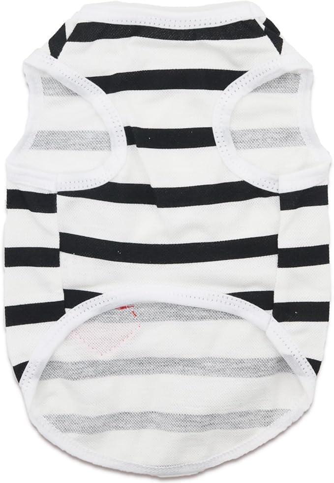 Pet Dog Striped T-Shirt Dogs Cats Cotton Vest Spring Summer Pet Apparel Tee Shirt Suitable for Small Medium Large Pets French Bulldog Bichon Clothes