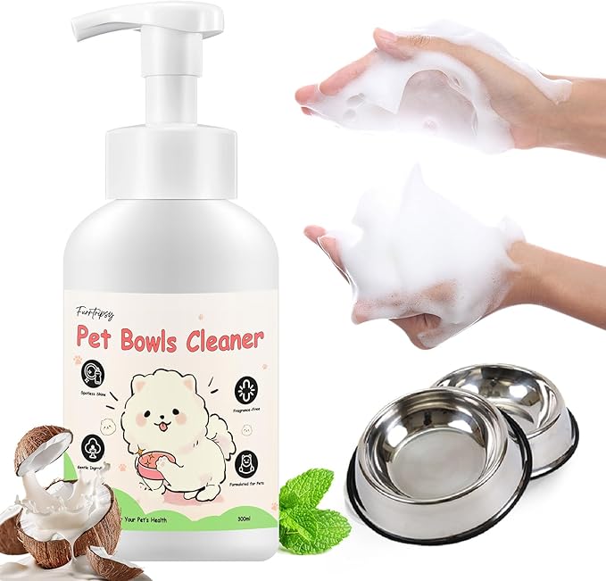 Pet Bowl Cleaner Mousse-Pet Safe Ingredients,Essential Techniques for Water and Food Bowl Hygiene-Dog Cat Wash Mousse Fragrance-Free