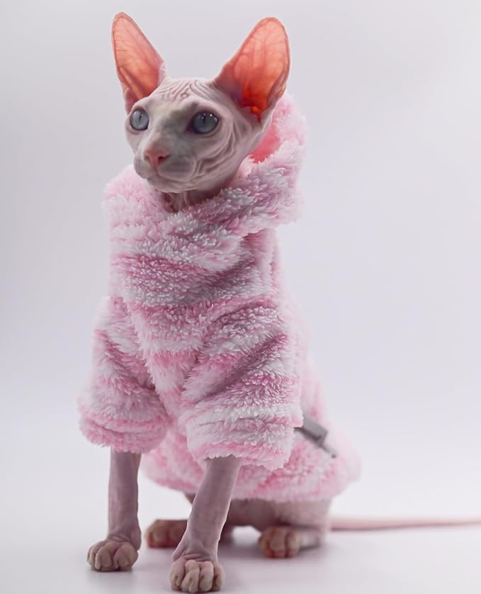 Sphynx Cat Apparel Kitty Clothes Warm Autumn and Winter Hairless Cat Outfits Cat Clothes for Devon Rex Cats, Cornish Cats and Small Cats (Black, Medium)