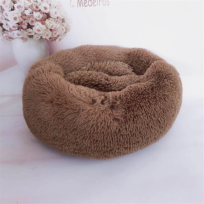Thereisno Soft Handmade Pet Bed for Cat or Small Dog Detachable Round Bed for Fall Winter Indoor Sleeping Furniture Cat Bed