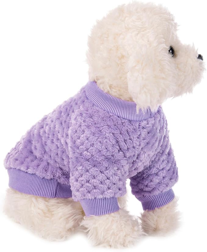POMIU Dog Sweater, Dog Sweaters for Small Medium Dogs or Cat, Warm Soft Flannel Pet Clothes for Dogs Girl or Boy, Dog Shirt Coat Jacket (Peach+Purple+Rose, Large)