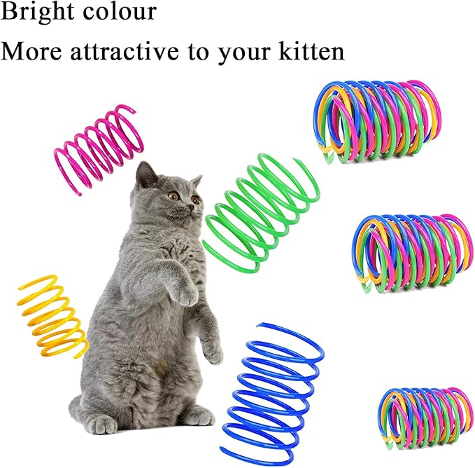 Cat Spring Toys, Bouncy Coil Kitty Cats Spiral Spring Toy for Indoor Cats Heavy Interactive Cat Toys Springy Chew Toys Springs Cat Toy for Biting Entertainment Kitten Toys (30pcs Spring Toy)