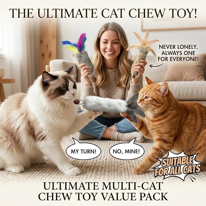 Cat Toys with Real Rabbit Fur Feather,3pcs Kitten Catnip Toy Gall Fruit Treat & Crinkle Paper for Kicking Teeth Cleaning & Stress Relief for Indoor Cats Interactive Christmas Birthday Gift