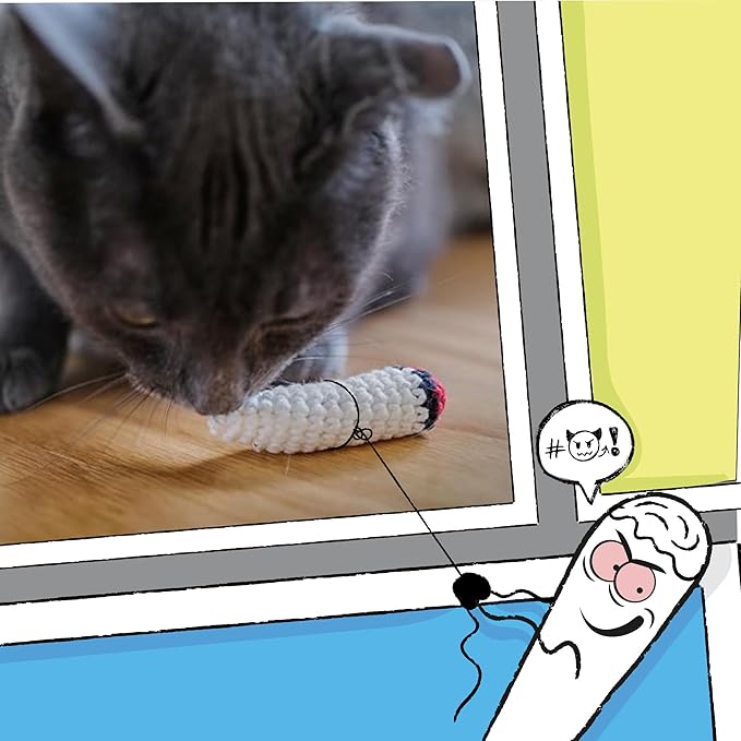 LIT LABS Catnip Doobies Toy Kittie J's Pre-Rolled Cone Form 3 inches Long - Handmade Crocheted - Entertain Your Cat with Hilarious Cartoon J's: Perfect Cat Gift, Comes in a 2-Pack
