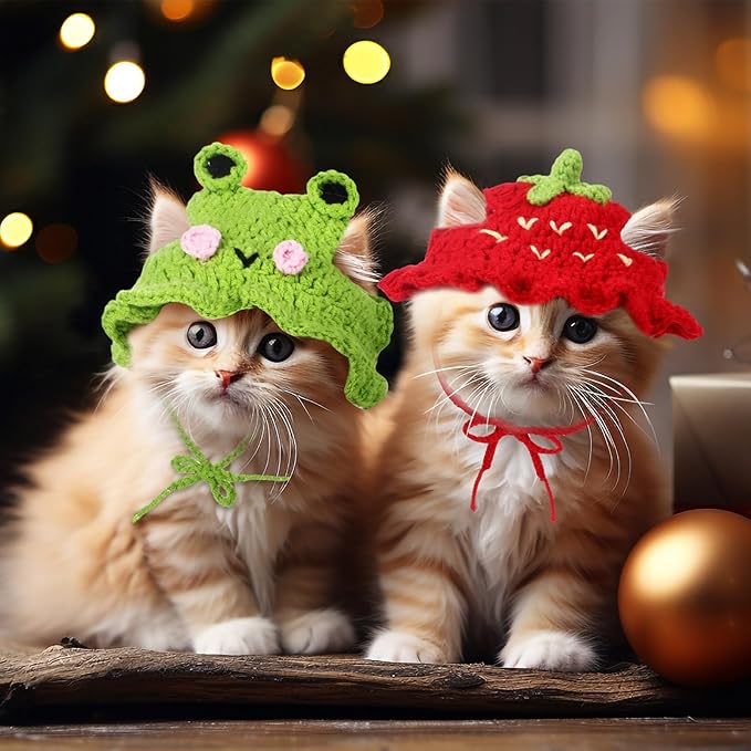 Weewooday 5 Pieces Cat Hats Costume Bunny Hat Outfit with Ears Small Dogs Kitten Puppy Party Costume Accessory Headwear(Vivid Style)