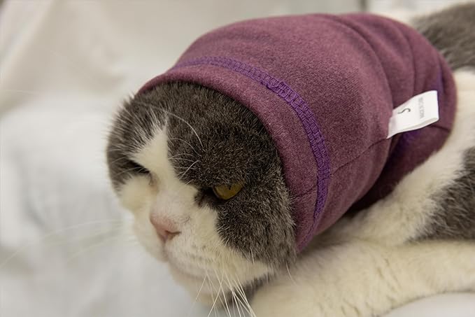 Cat Snood Cover Noise Cancelling Ear Wrap Neck Cat Head Cover Ear Wrap for Baths Pail Lilac S