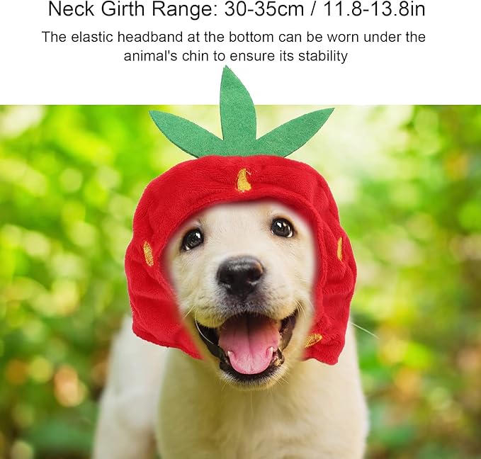 Pet Costume Hat, Cute Cat Hat, Strawberry Pet Hat, Strawberry Cat Hat Adjustable Comfortable Pet Costume Decoration Headgear
