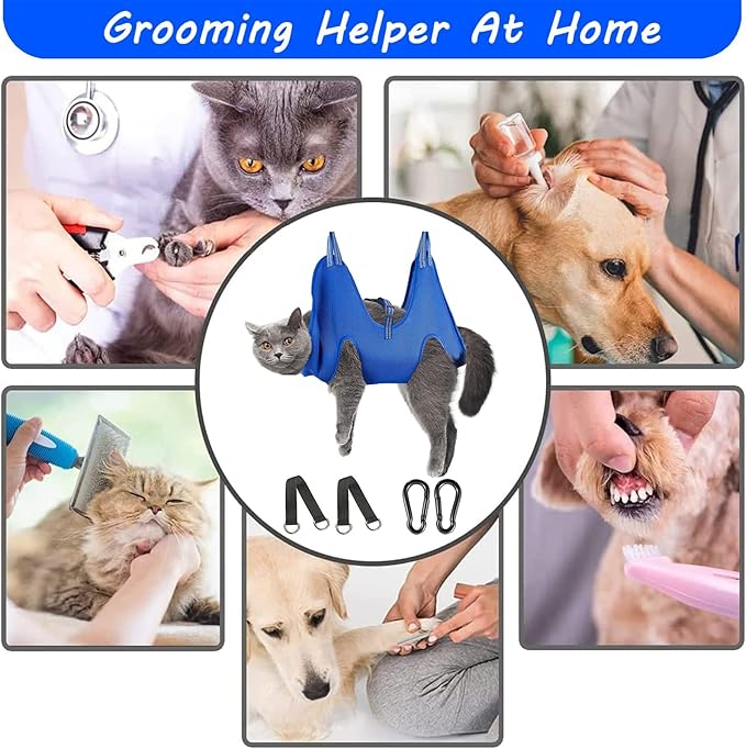 FEEGO Pet Grooming Hammock & Sling for Small Dogs & Cats - Trimming Nails & Ear/Eye Care, Harness for Grooming, Sling for Cats & Dogs