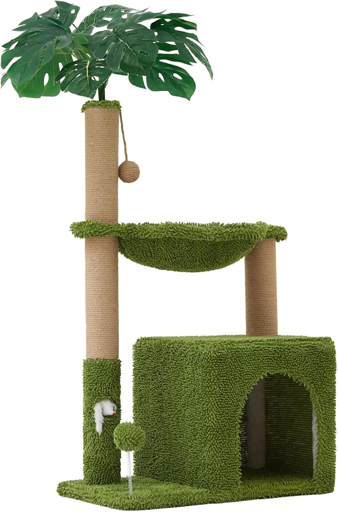 Woochpet 37" Cat Tree Tower for Indoor Cats Multi-Functional Comfy Cat Bed - with Sturdy Scratching Post, Cozy Hammock for Kittens and Small Cats,Cute Cat Tower with Fun Mouse Hole and Toy Ball