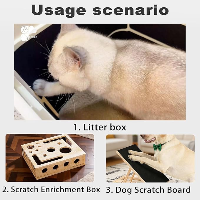 Cat Nail File Scratcher - 4 Pack Replaceable Nail Fil for Cat Litter Box, Self-Adhesive Sand Paper Scratcher Trim for Cat & Dog Scratching Board.