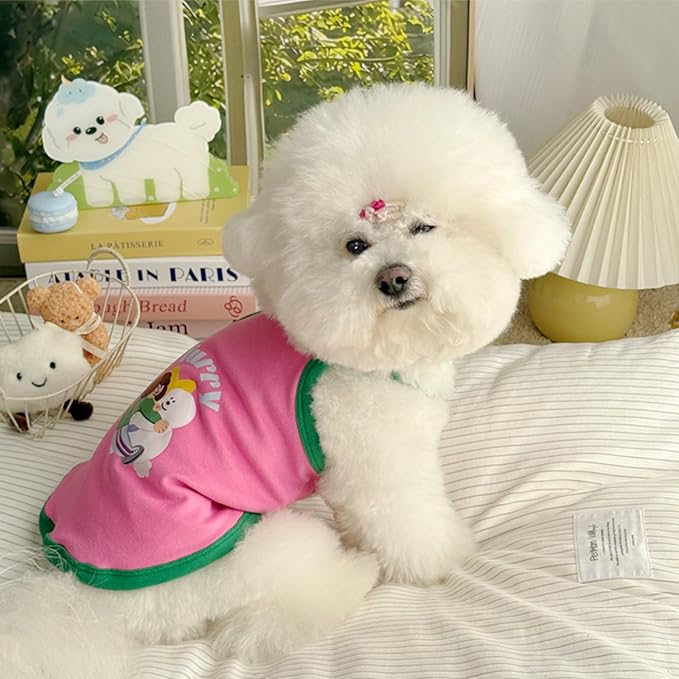 Pet Camisole Skirt Outfit for Small Dogs & Cats - Cute Spring Summer Printed Tank Top and Dress, Breathable Cat & Dog Clothing